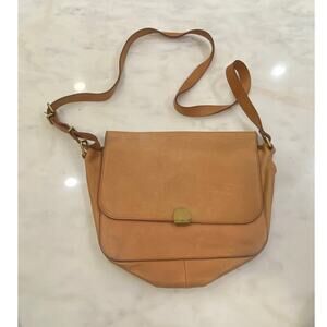 Madewell Abroad Crossbody 100% Cow Leather Bag Camel Color